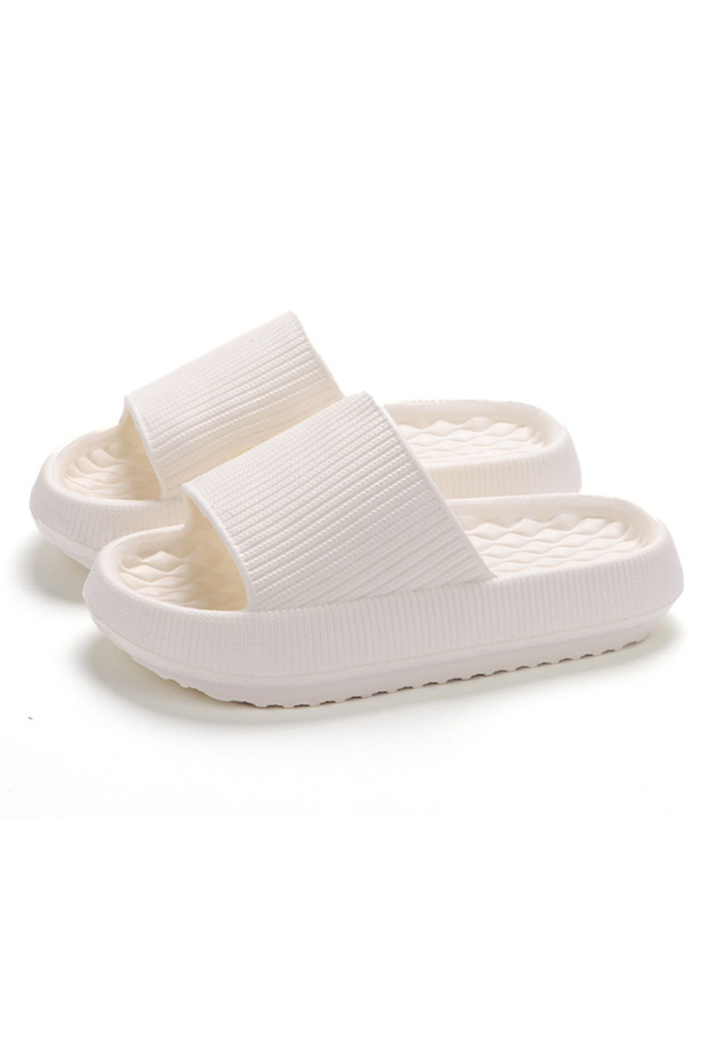 White Simple Textured Thick Sole EVA Slippers