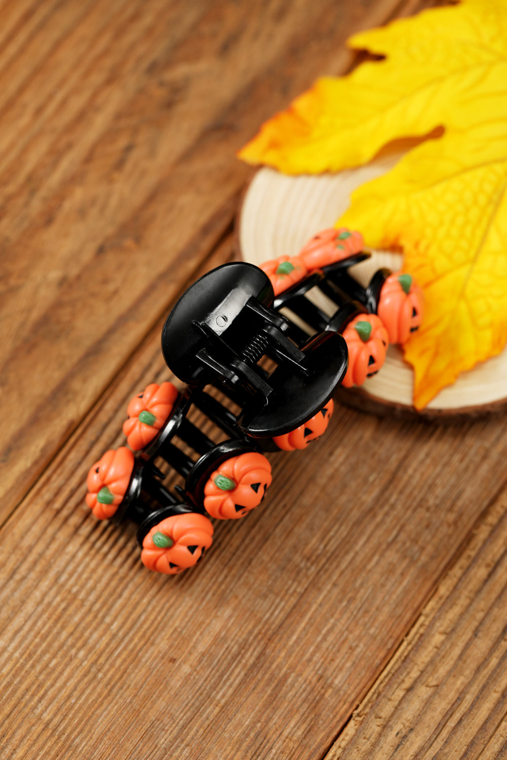 Russet Orange Halloween Pumpkin Design Acrylic Hair Claw Clip
