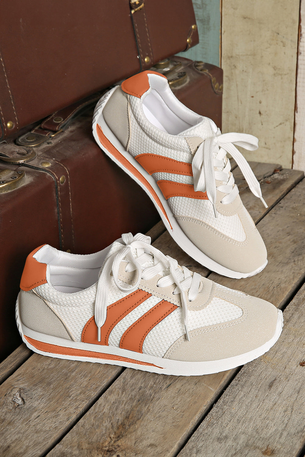 Yellow Color Block Patchwork Breathable Lace-up Sneakers