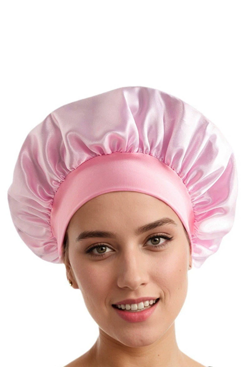 Pink Wide Elastic Band Large Sleep Hair Bonnet