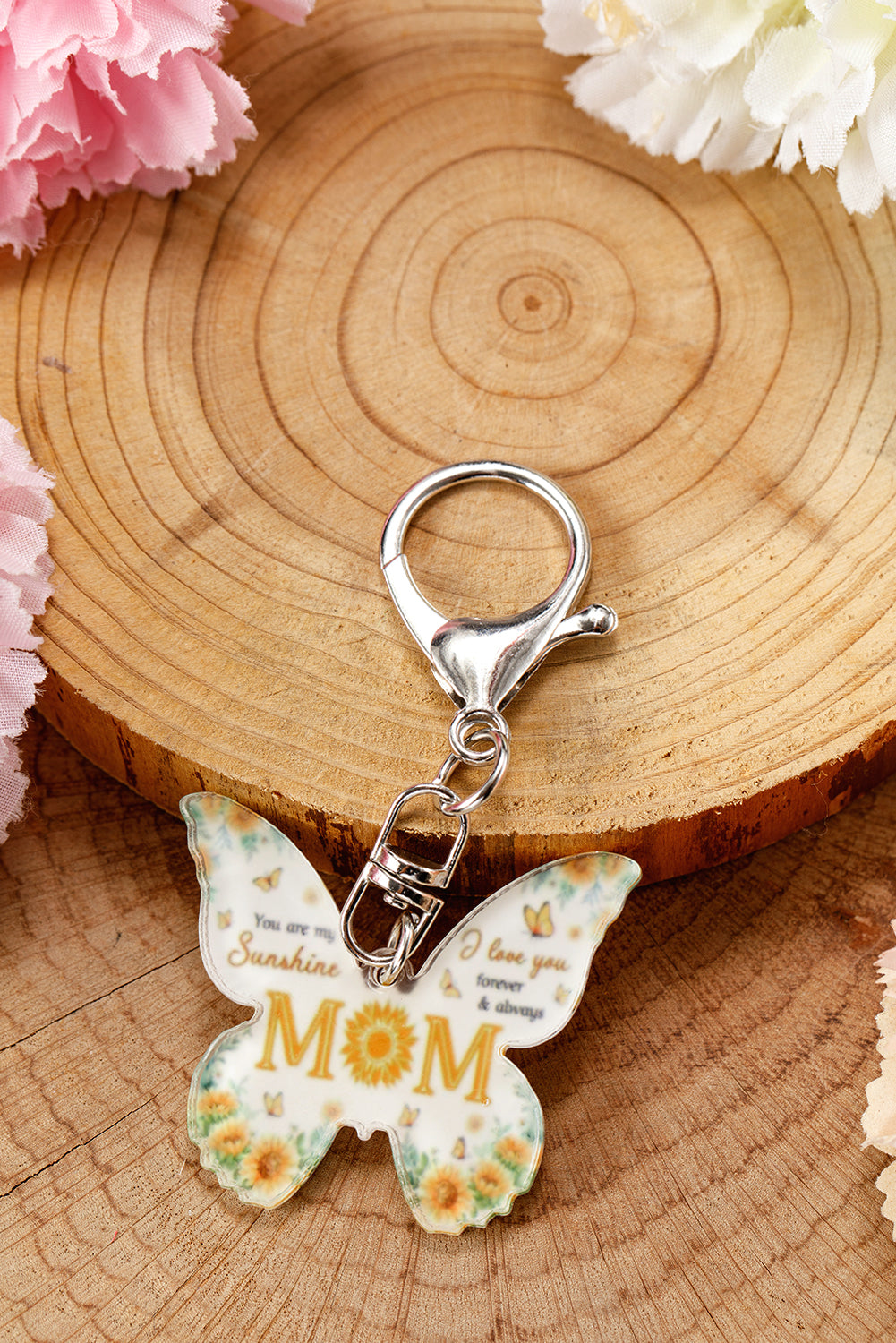Yellow MOM Butterfly Shape Acrylic Keychain