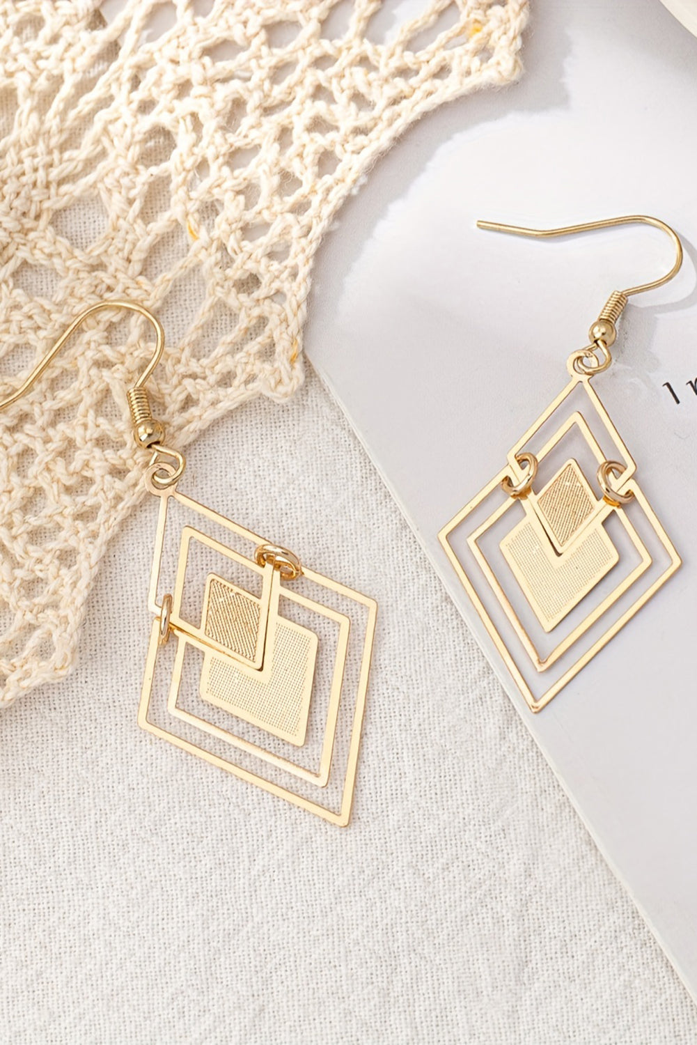 Gold Vintage Geometric Plated Alloy Dangle Earrings
