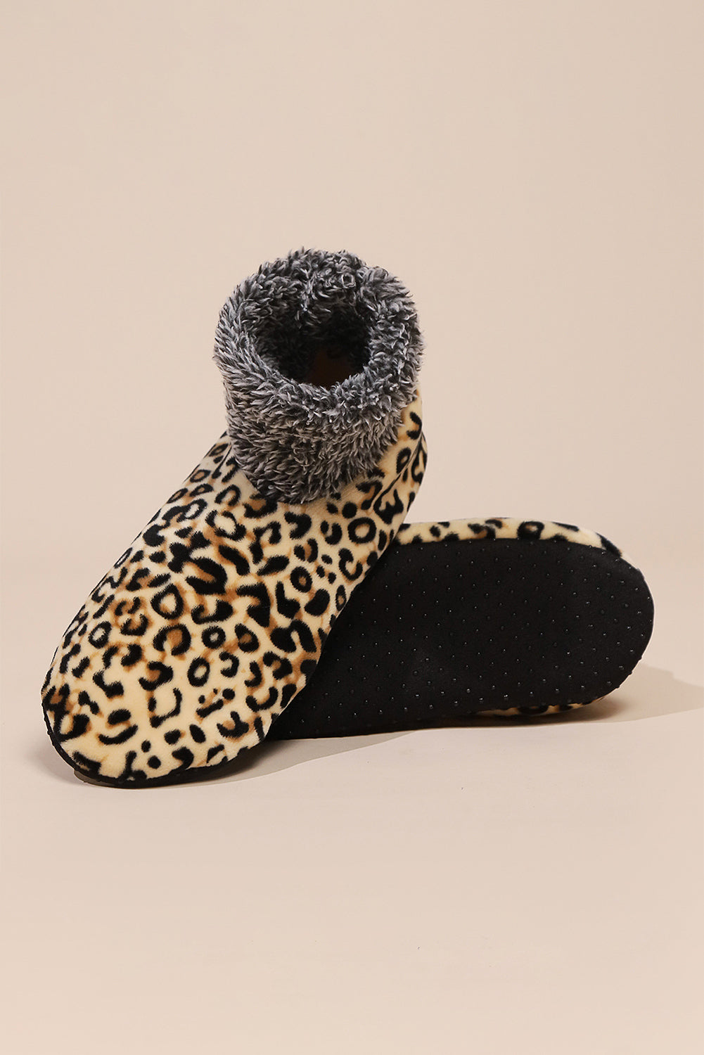 Beige Leopard Print Thermal Lined Socks