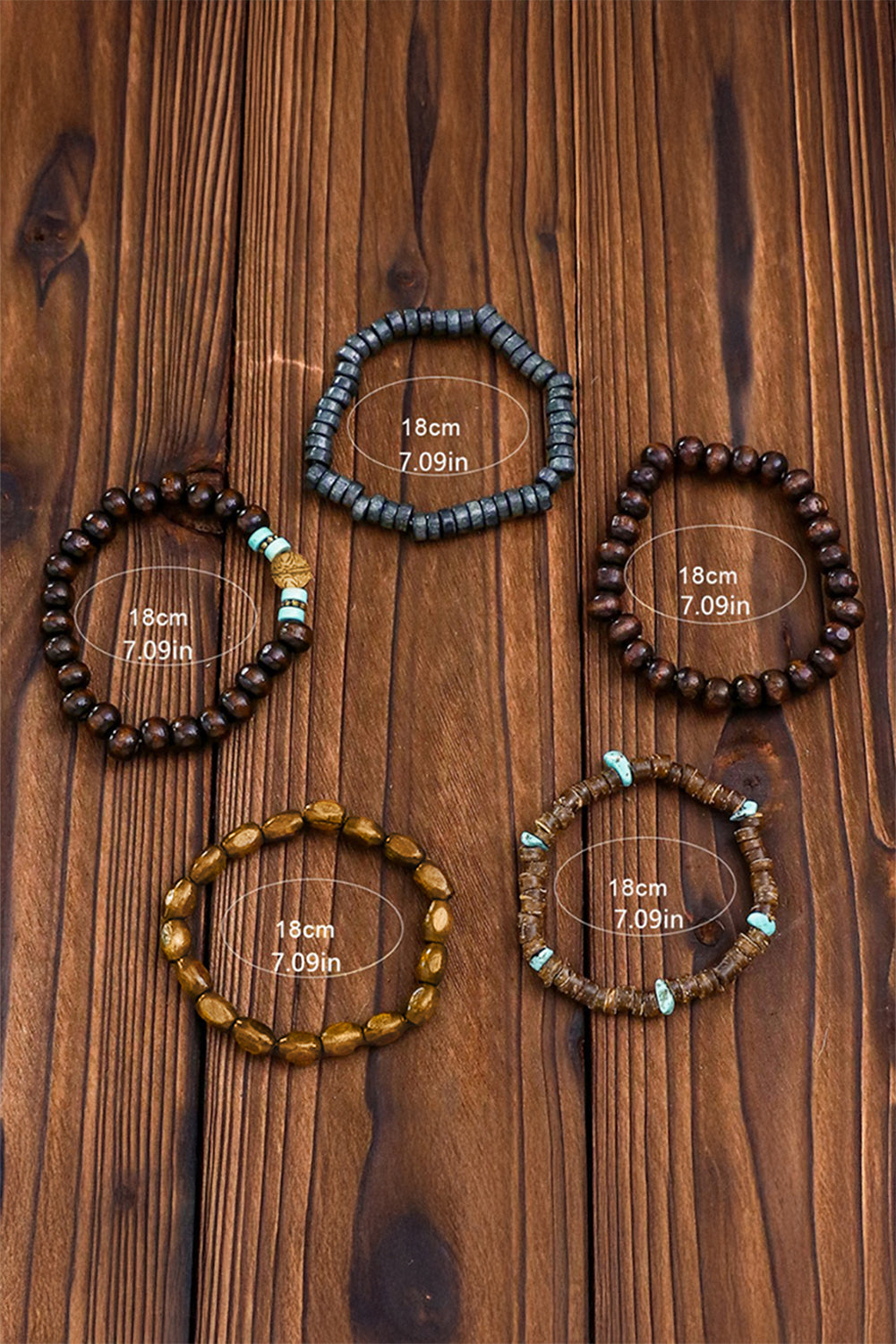 Chestnut Boho Turquoise Wooden Beaded Multi Layer Bracelet