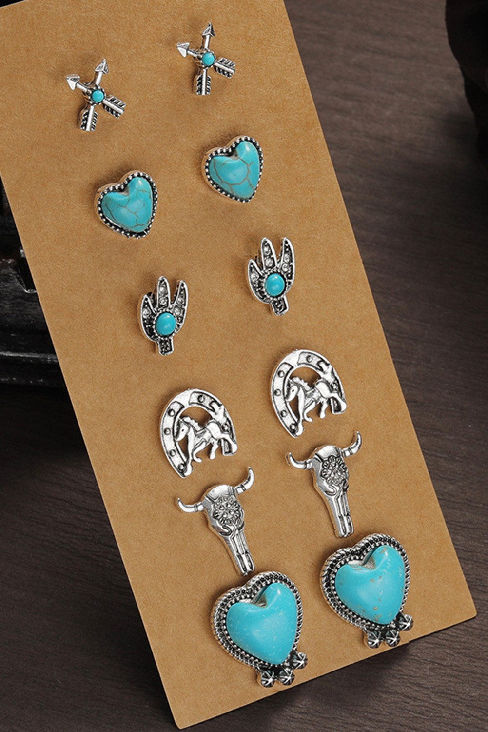 Turquoise Vintage Turquoise Western Pattern Stud Earrings