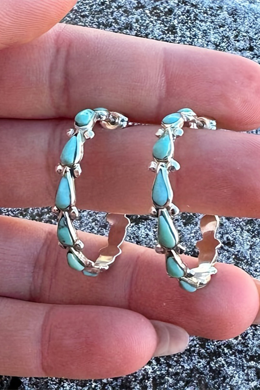 Turquoise Boho Turquoise Decor C-shape Stud Earrings