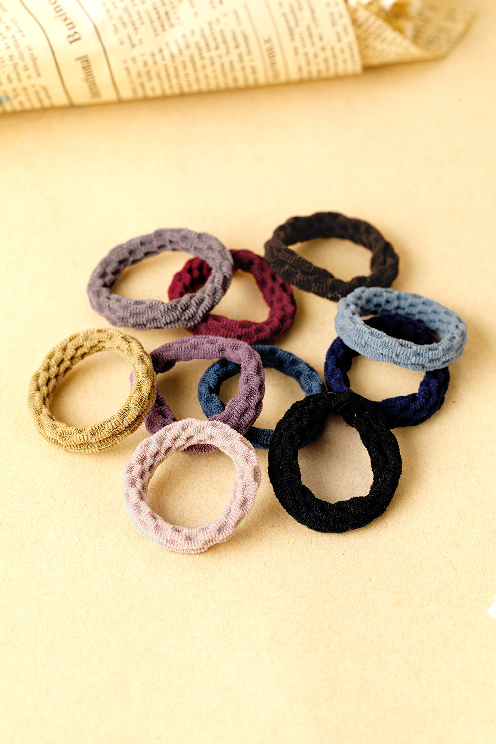 Black 10pcs/pack Elastic Textured Hair Tie
