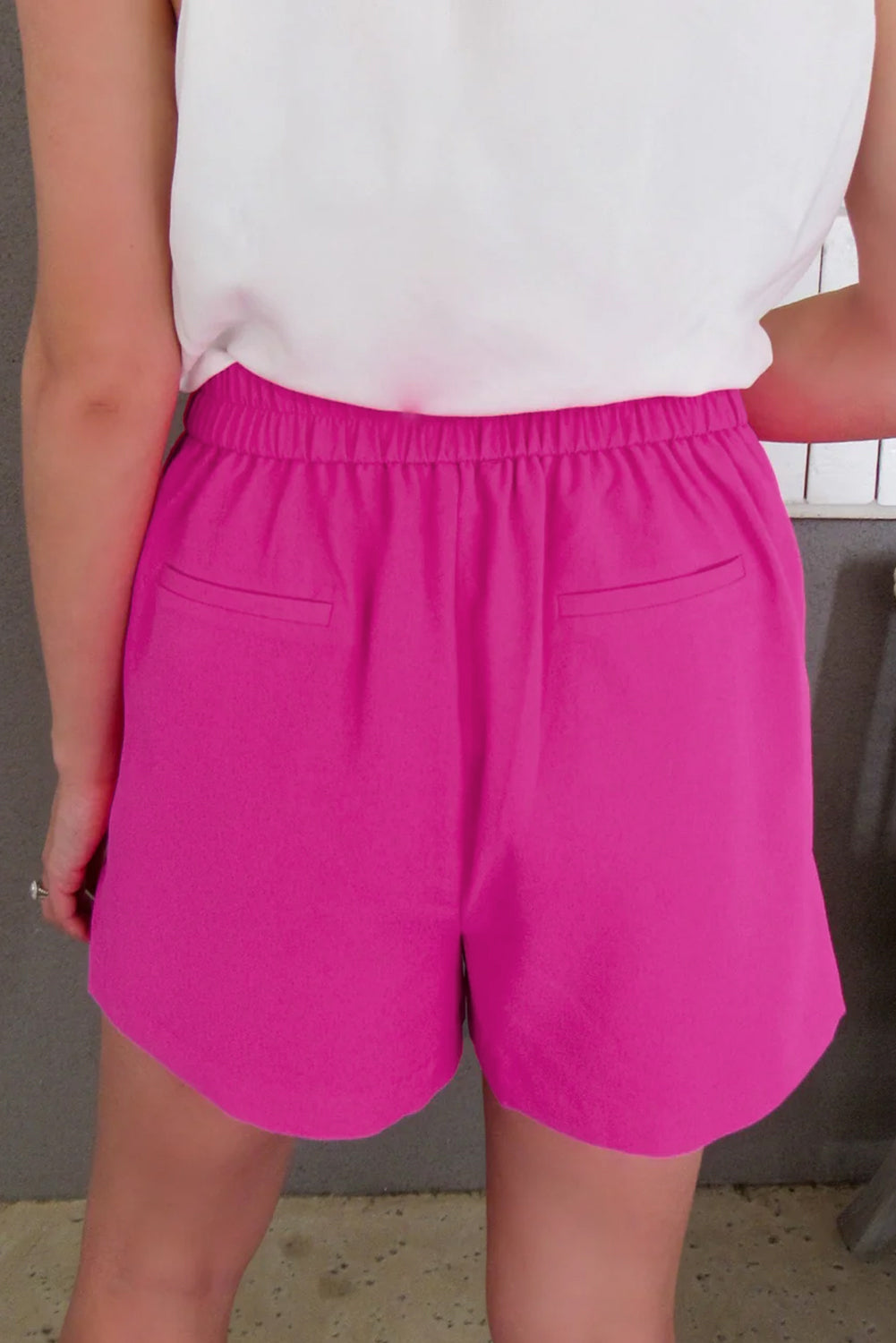Sachet Pink Half Elastic Waist Casual Pocketed Shorts