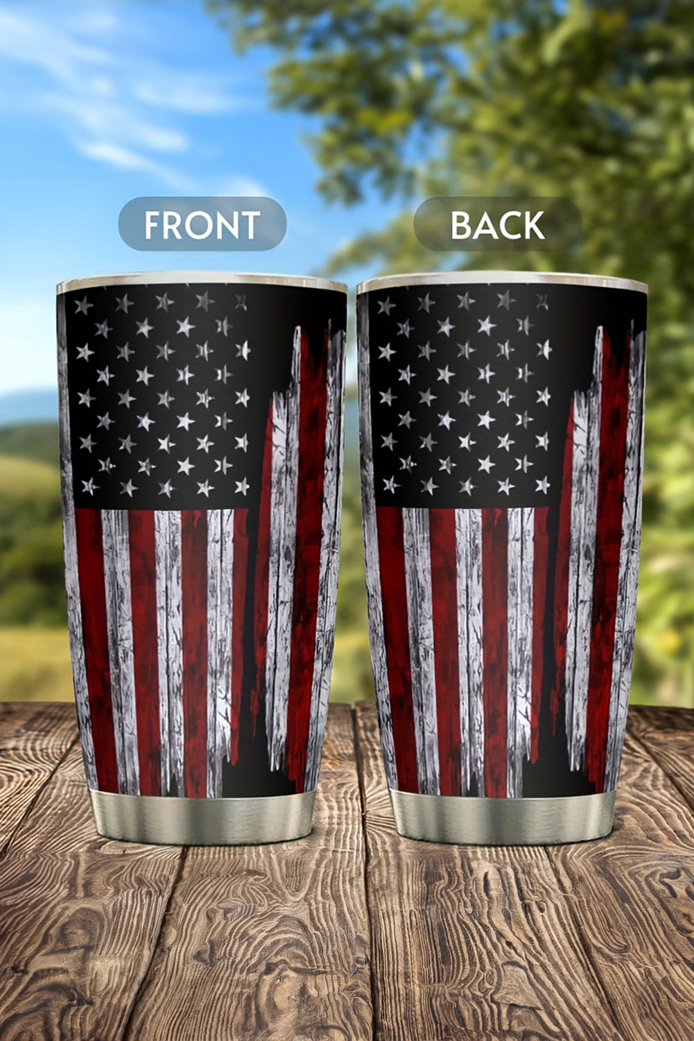 Dirty blue American Flag Stainless Steel Insulated Tumbler 20oz