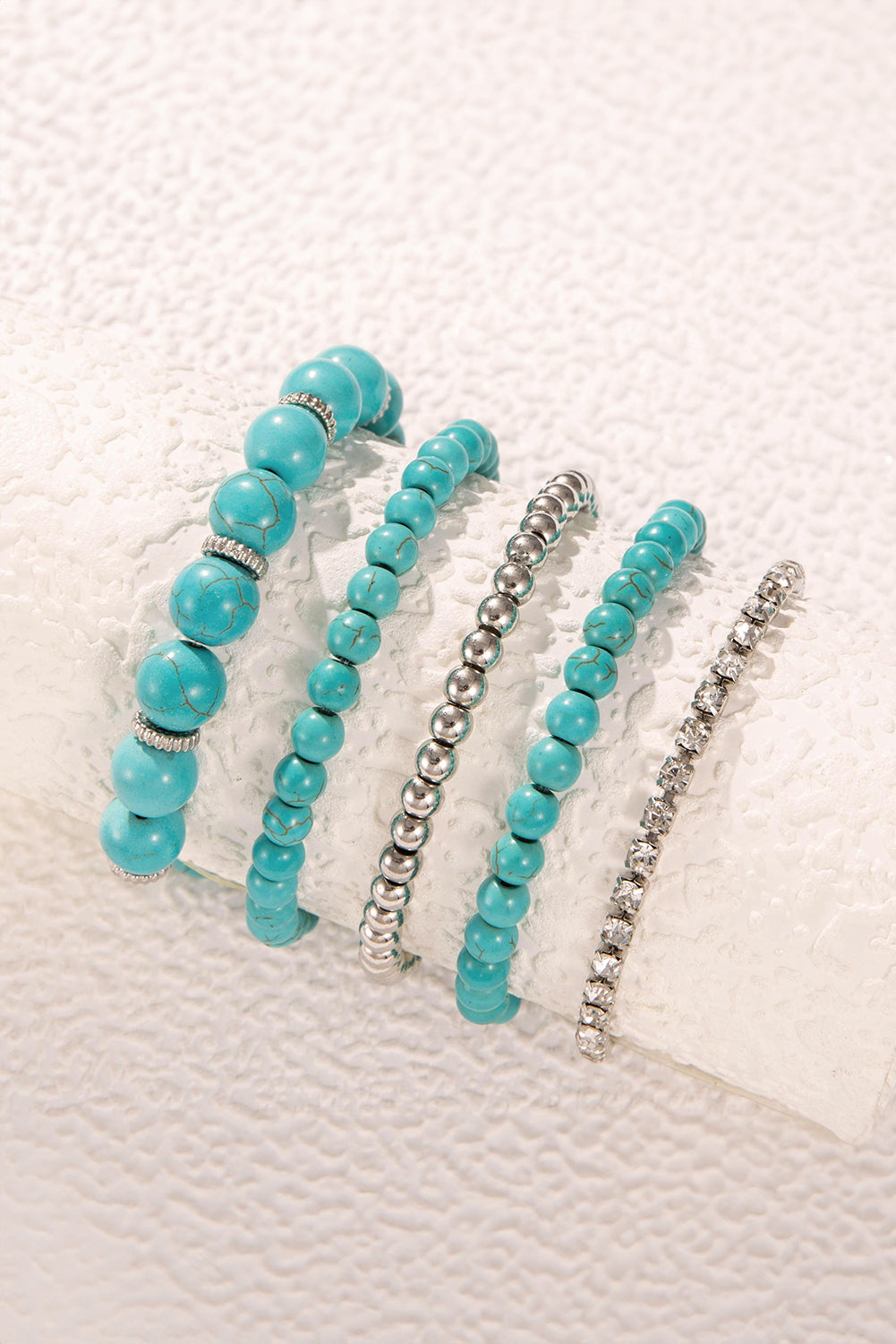 Turquoise Multilayer Alloy Rhinestone Beading Bracelet