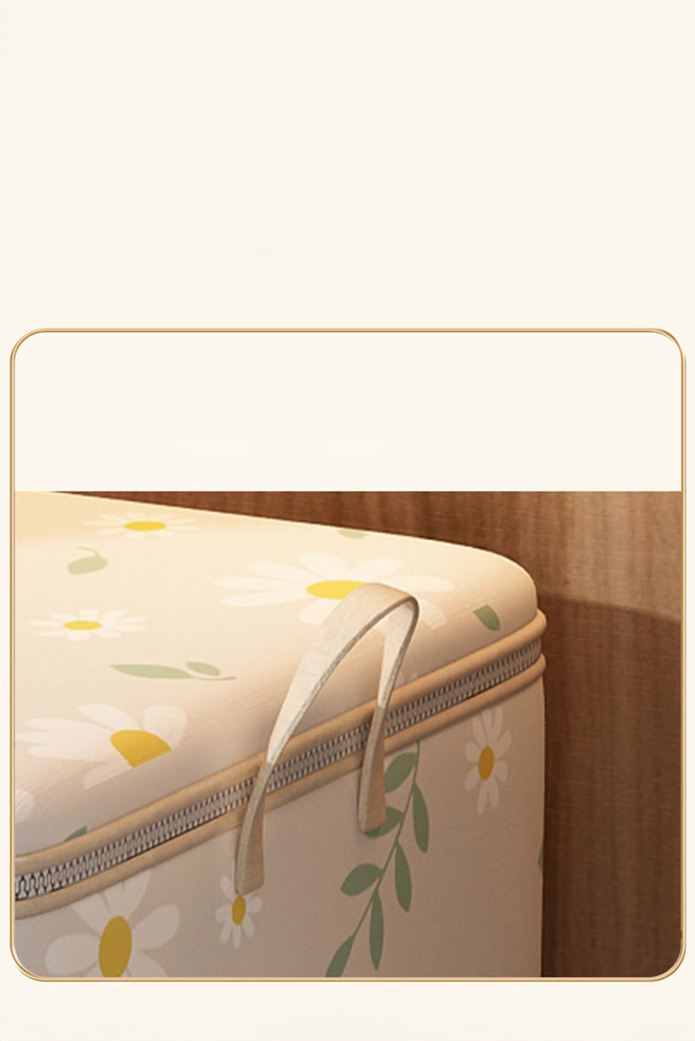 White Daisy Print Nonwovens Wardrobe Large Storage Bag with Lid