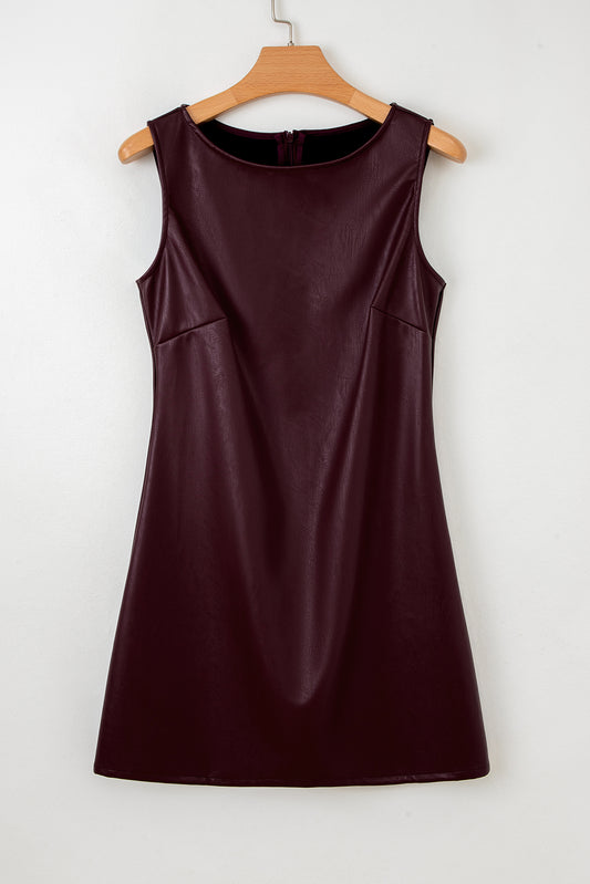 Wild Ginger  Vegan Leather Sleeveless Mini Dress