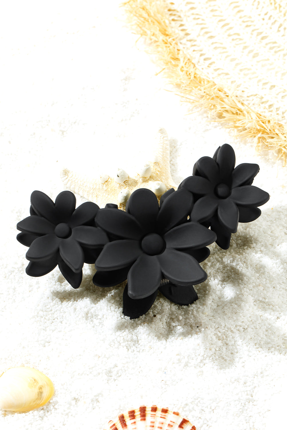 Black Flower Shape Frosted Large Hair Claw Clip