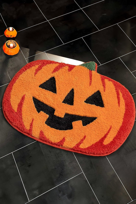 Orange Halloween Pumpkin Absorbent Entryway Bath Rug