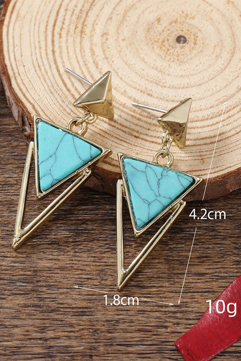 Three Triangles Turquoise Decor Stud Dangle Earrings