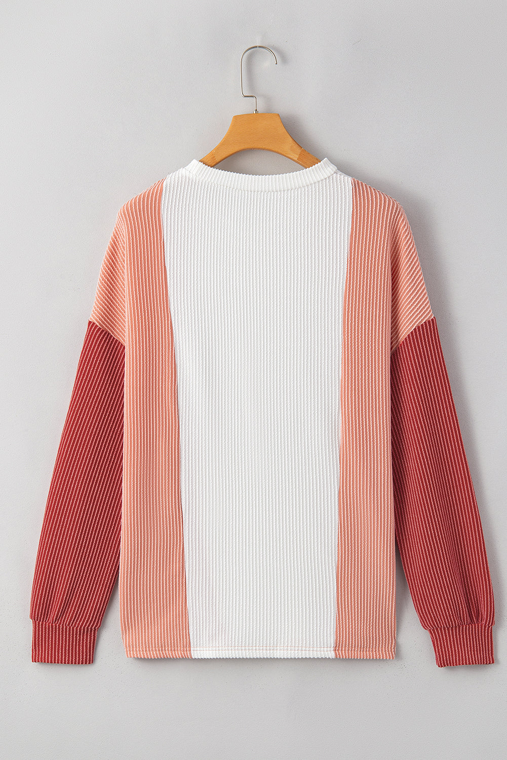 Pale Chestnut Color Block Corded Long Sleeve Top