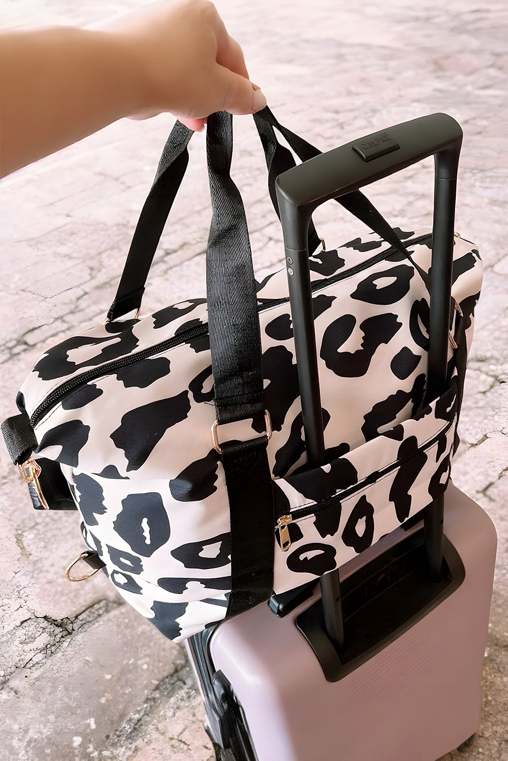 Color black Leopard Print Large Travel Bag