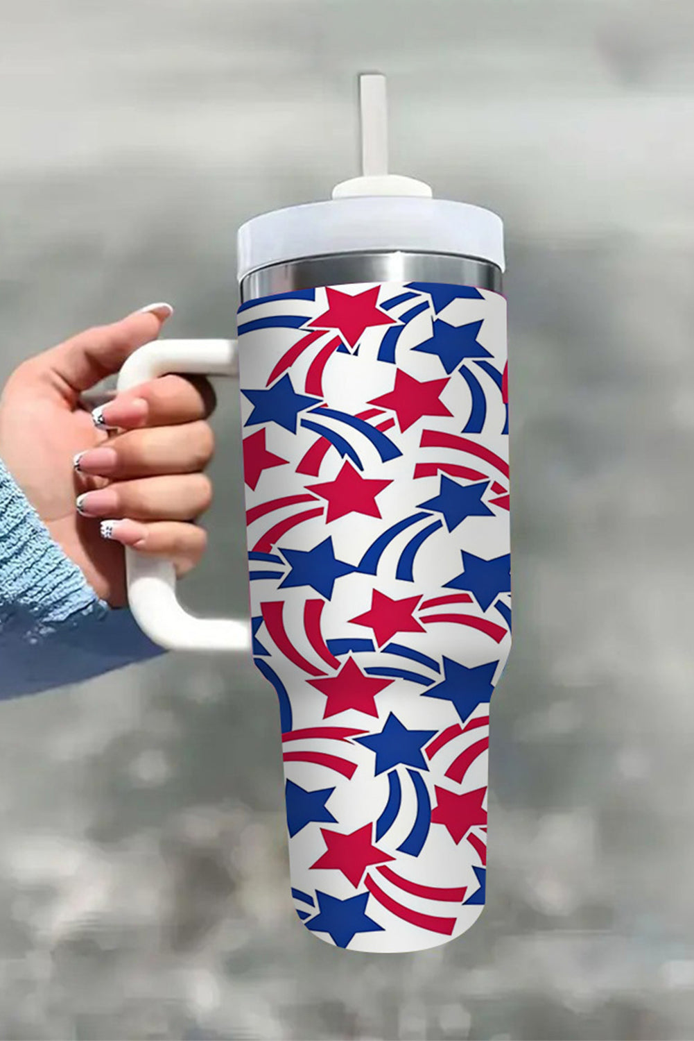 White American Stars Print Large Tumbler 40oz
