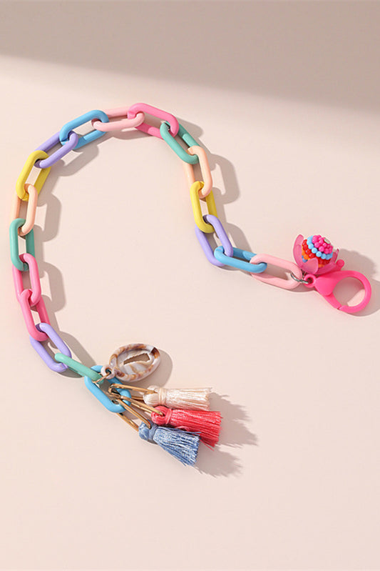 Bonbon Shell Tassel Colorful Chain Link Adjustable Anklet