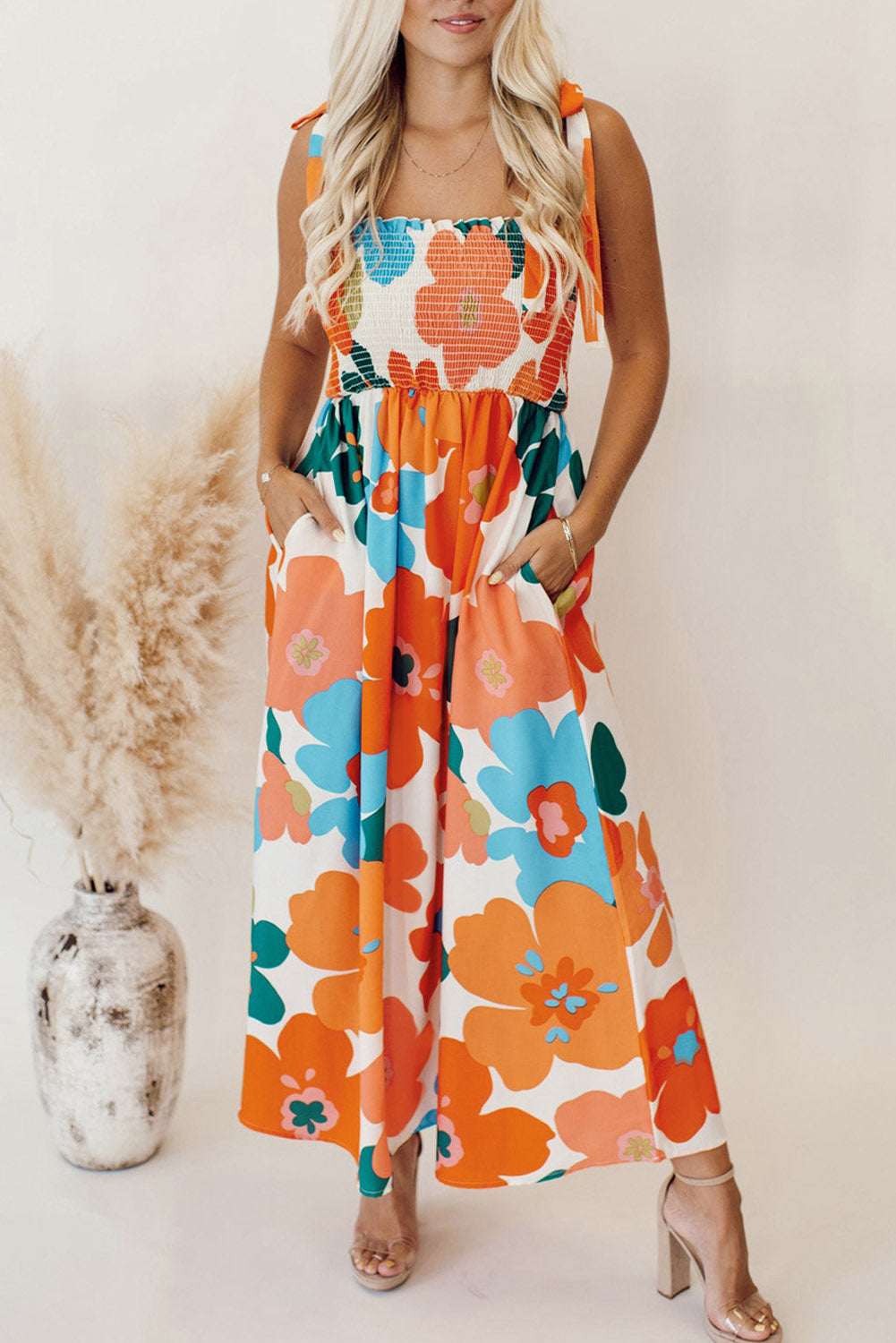 Orange flowery dress best sale