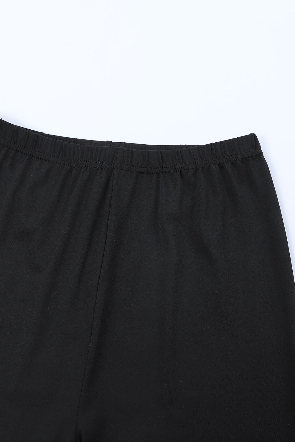 Black Solid Color High Waist Ripped Leggings