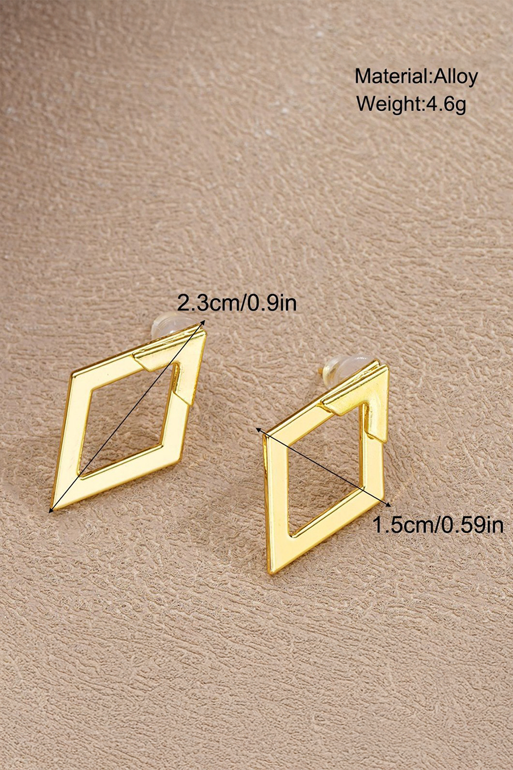 Gold Rhombus Shape Plated Alloy Stud Earrings