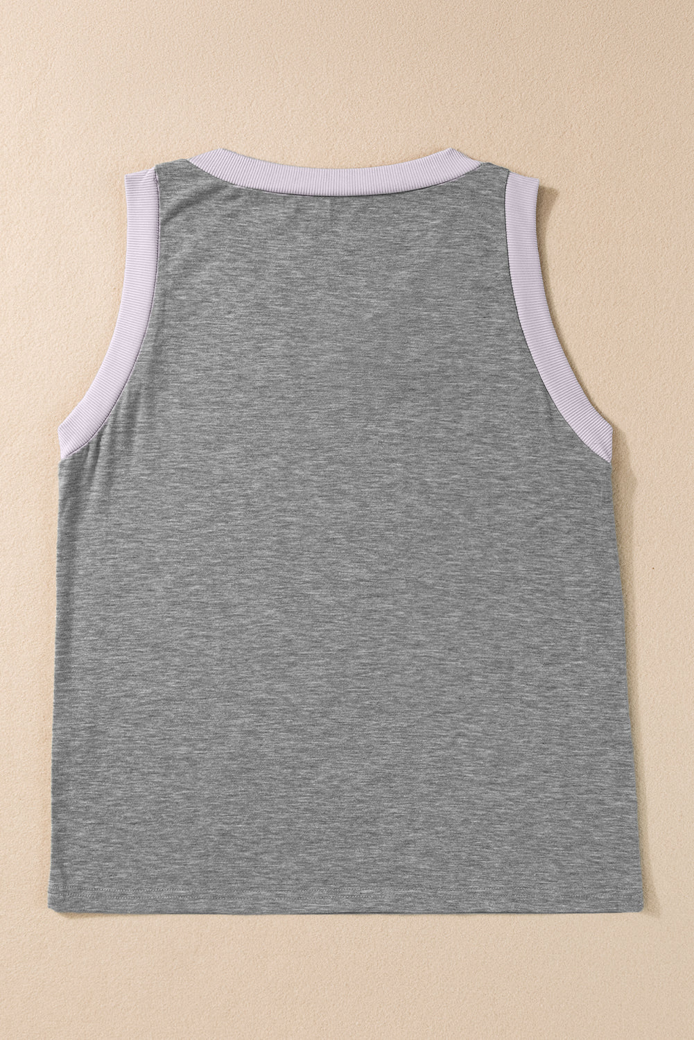 Gray Ribbed V Neck Tank