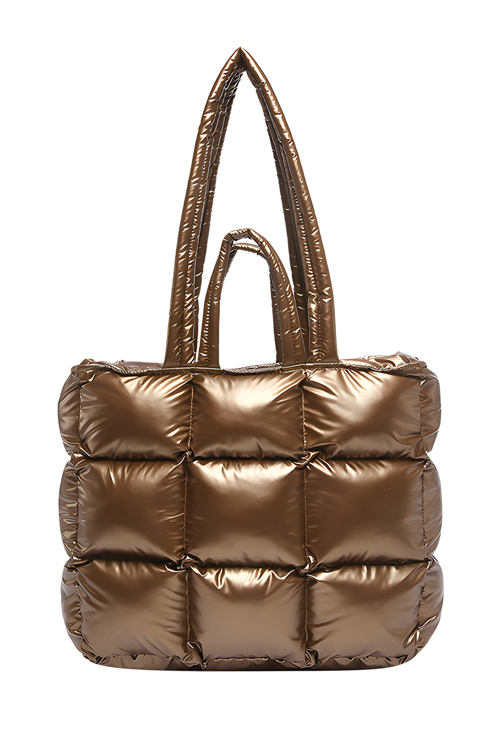 Gold Large Capacity Quilted Puffer Tote Bag