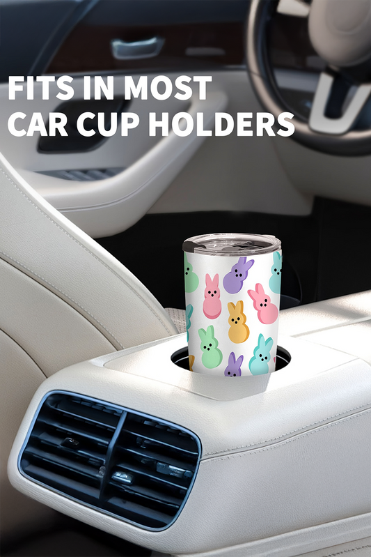 White Cute Bunny Printed Stainless Steel Thermal Vacuum Cup 20oz
