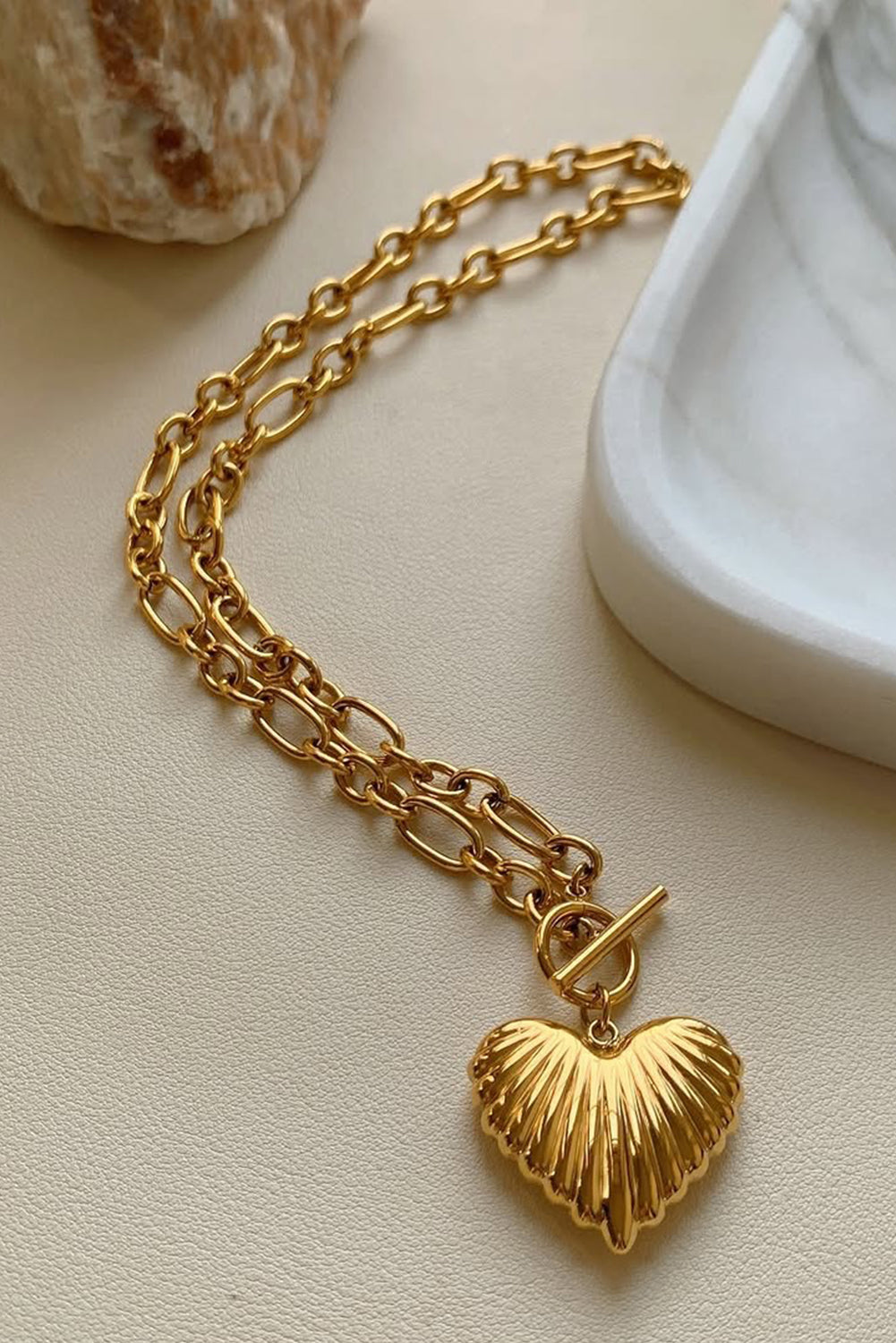 Gold Plated Chunky Heart Bohemian Necklace