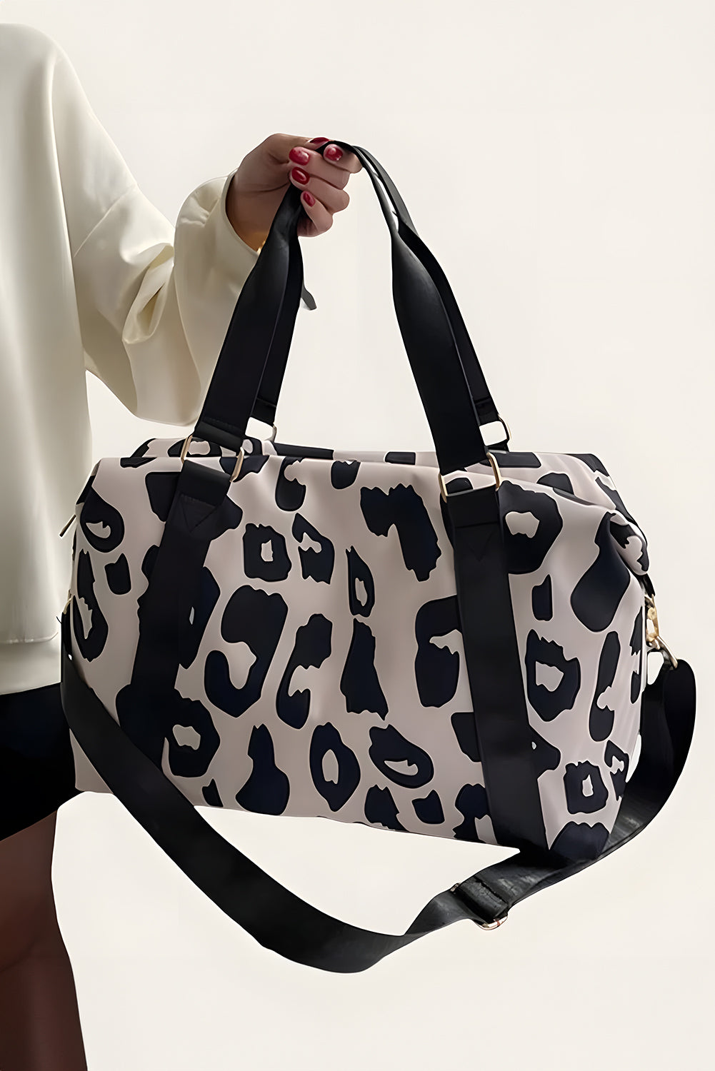 Color black Leopard Print Large Travel Bag
