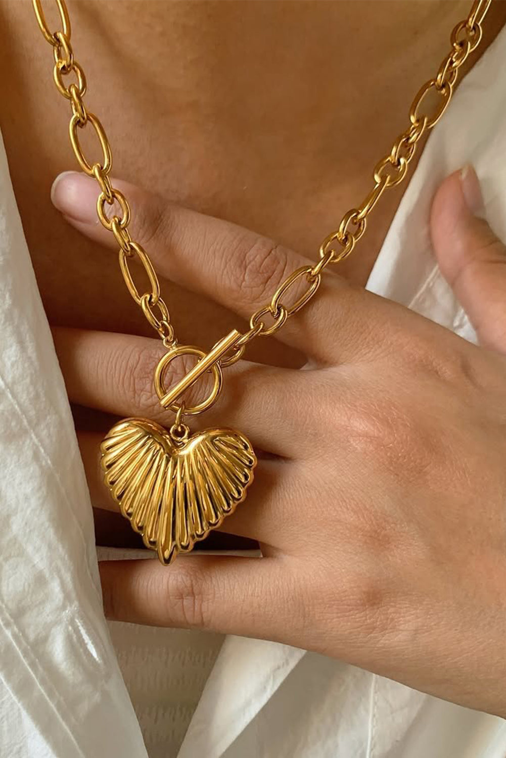 Gold Plated Chunky Heart Bohemian Necklace
