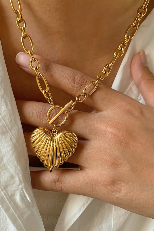 Gold Plated Chunky Heart Bohemian Necklace