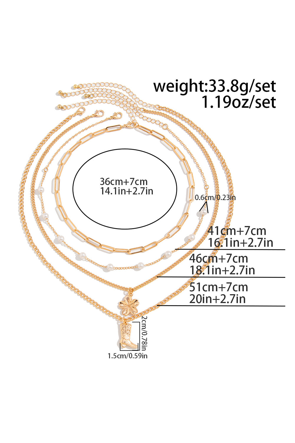 Gold Plated Flower Boot Pendent Pearl Chaining Necklace