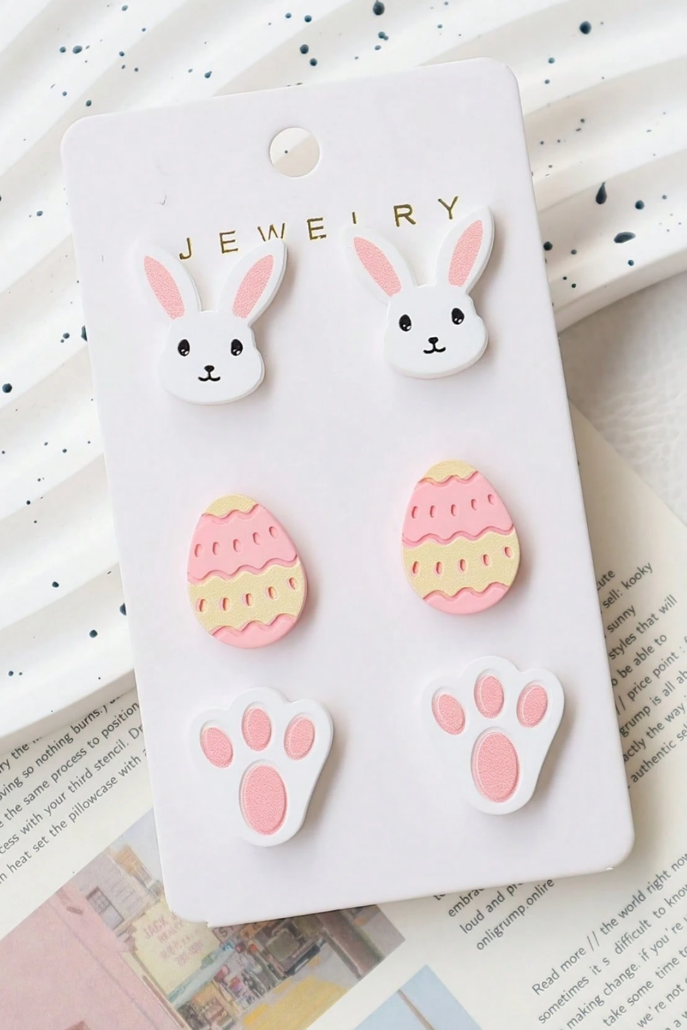 Pink Happy Easter Day Cute Earrings