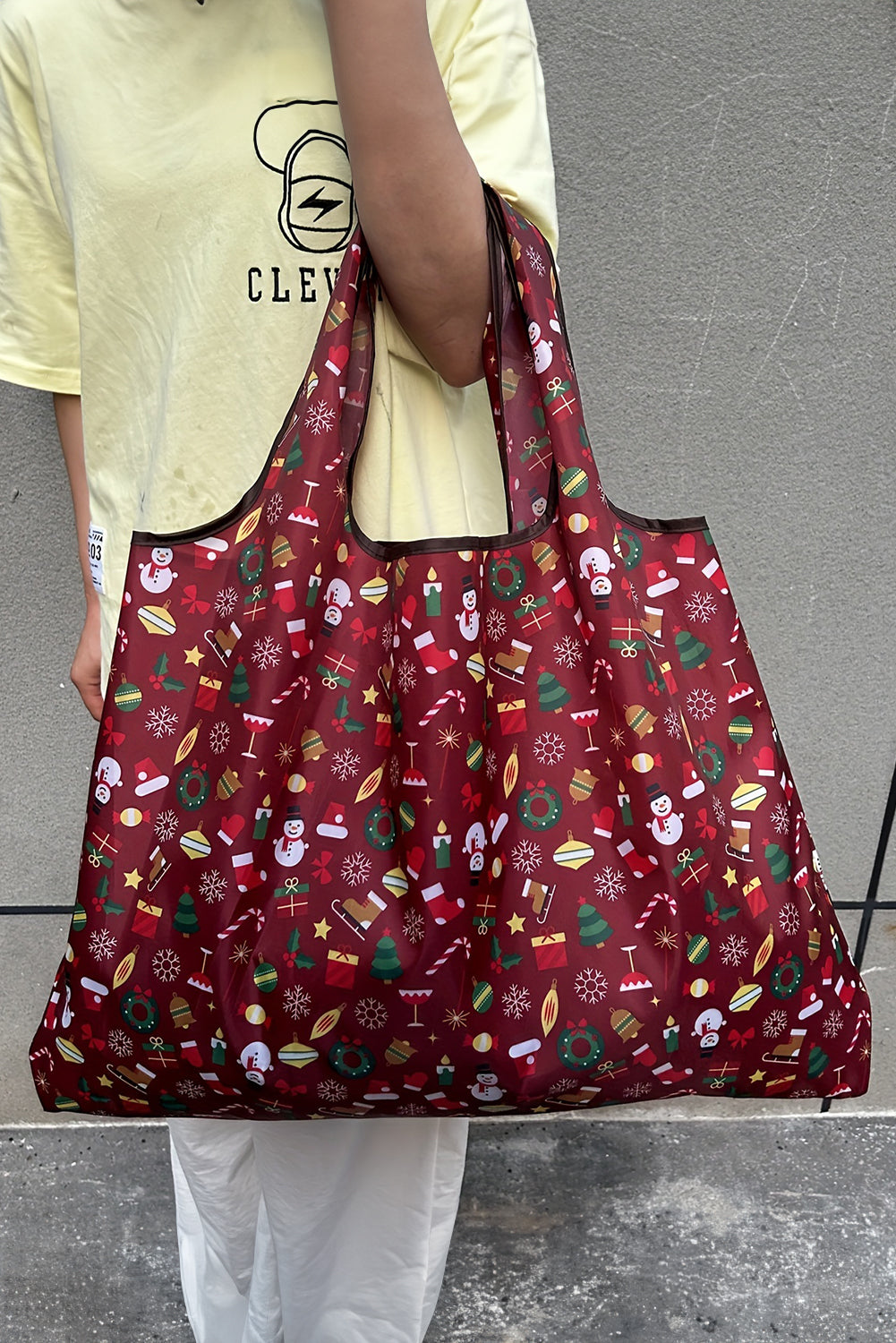 Fiery Red Large Foldable Christmas Holiday Reusable Oxford Bag