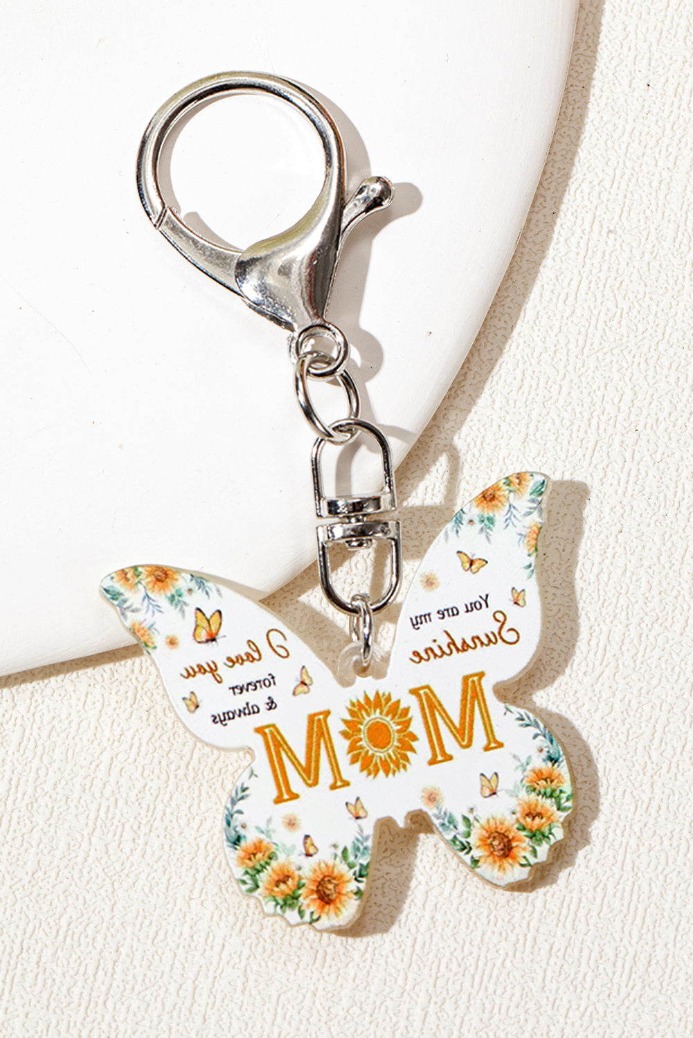 Yellow MOM Butterfly Shape Acrylic Keychain