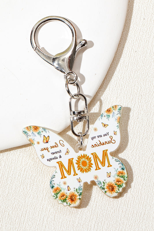 Yellow MOM Butterfly Shape Acrylic Keychain