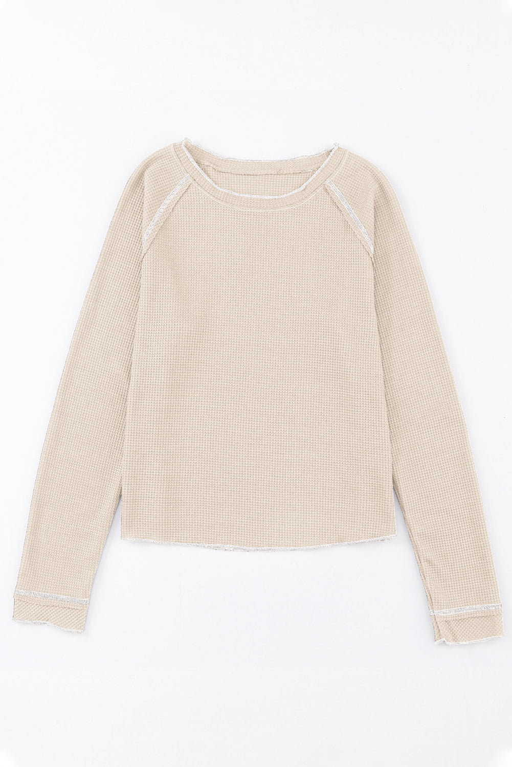 Apricot Textured Round Neck Long Sleeve Top