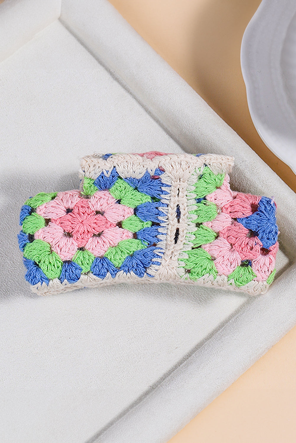 Dark Blue Flower Crochet Cover Hair Clawclip