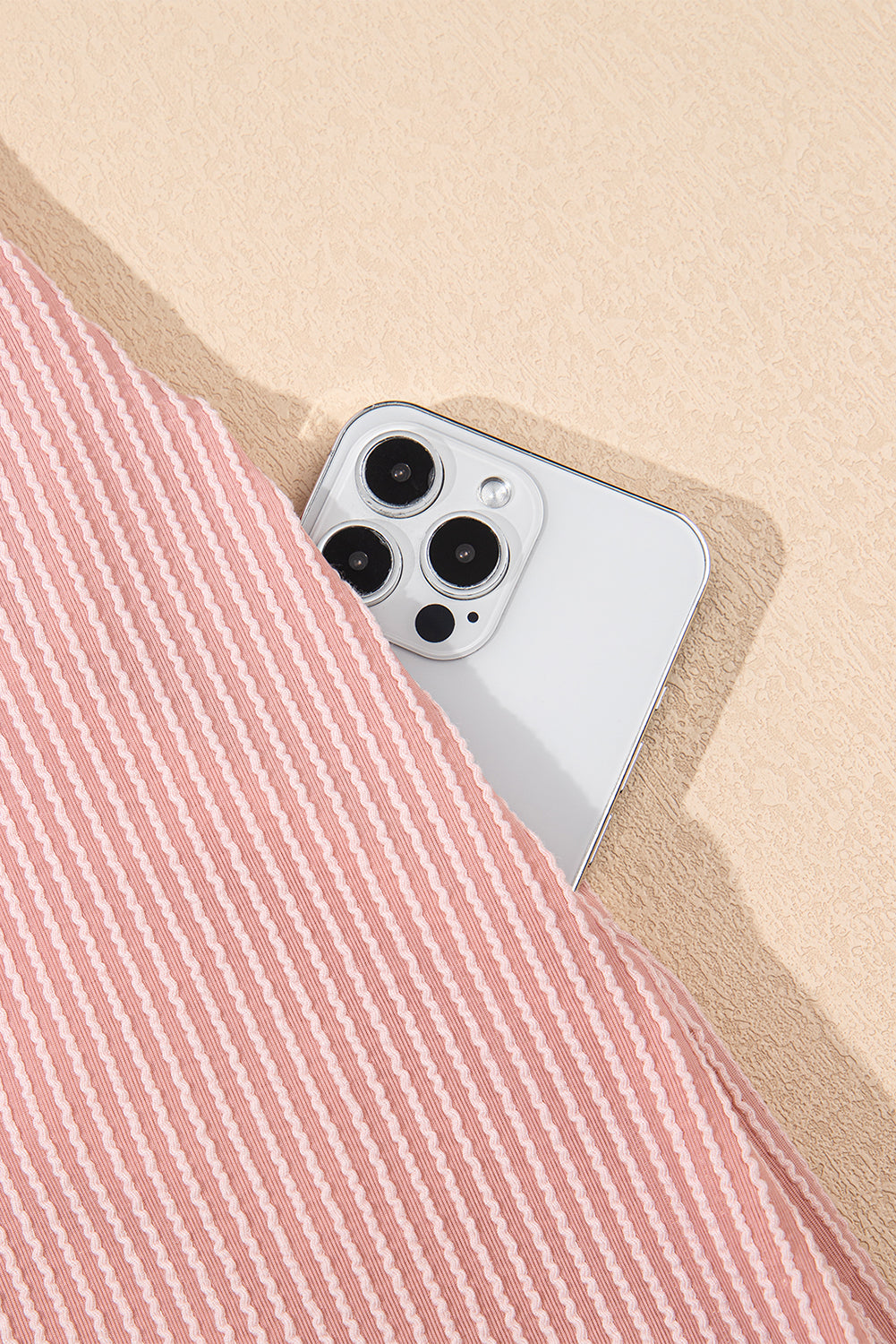 Blossom Corded Knit Crew Neck Puff Sleeve Shift Mini Dress