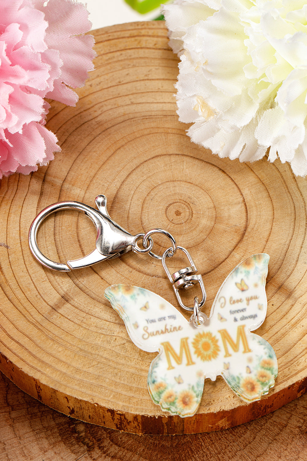 Yellow MOM Butterfly Shape Acrylic Keychain