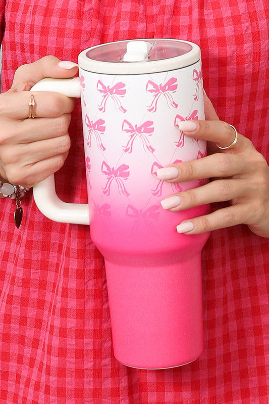Pink Bow Knot Gradient Color Print Large Vacuum Cup