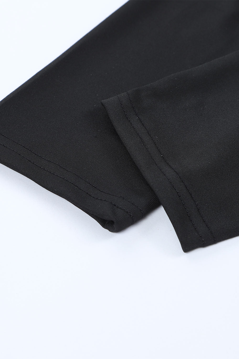 Black Solid Color High Waist Ripped Leggings