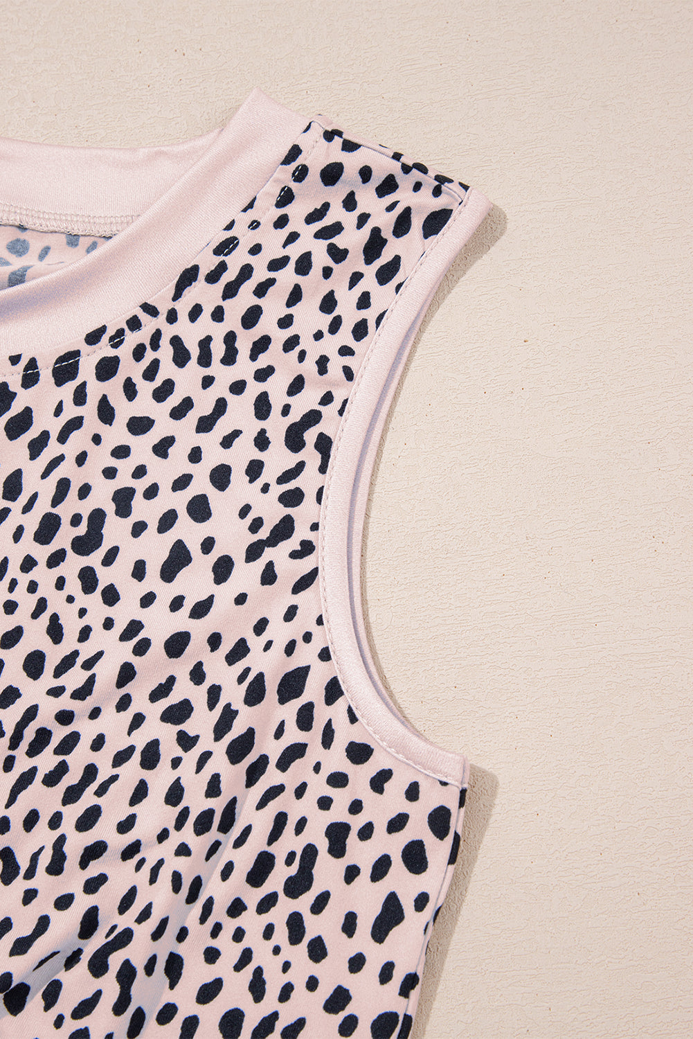 Apricot Leopard Round Neck Tank Top