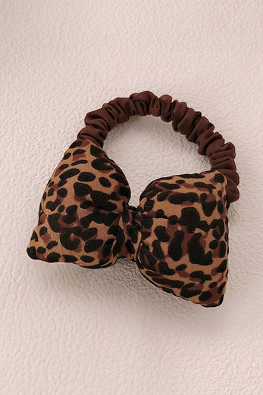 Chestnut Leopard Printed Puffy Bow Hair Tie