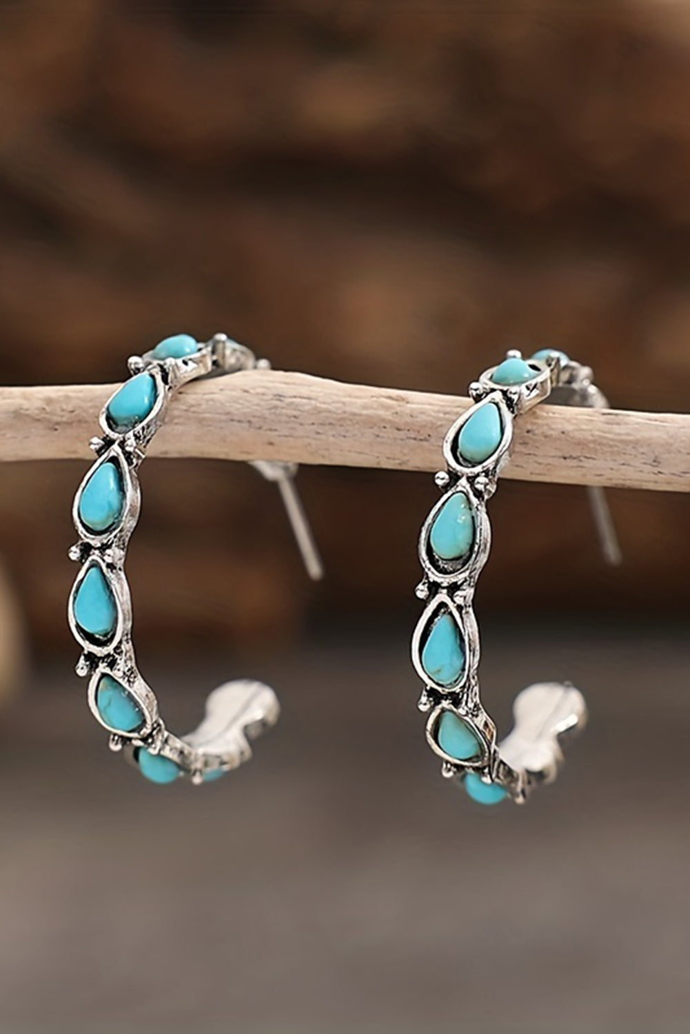 Turquoise Boho Turquoise Decor C-shape Stud Earrings