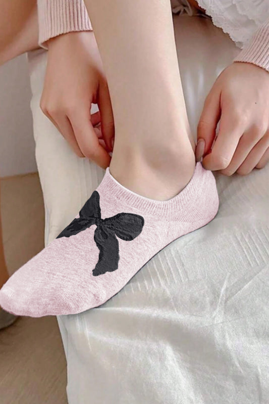 Pink Bow Knot Soft No Show Socks