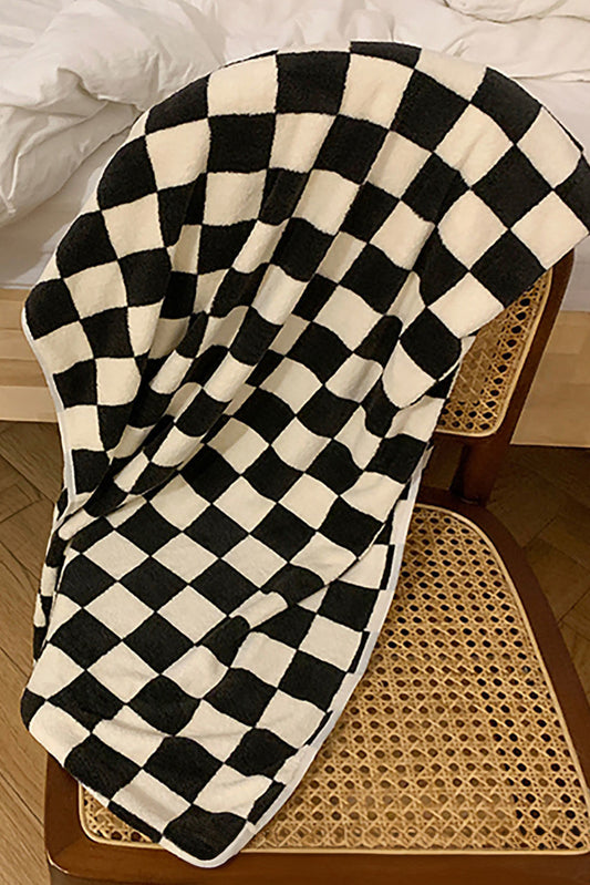 Black Fuzzy Checkerboard Bath Towel Set