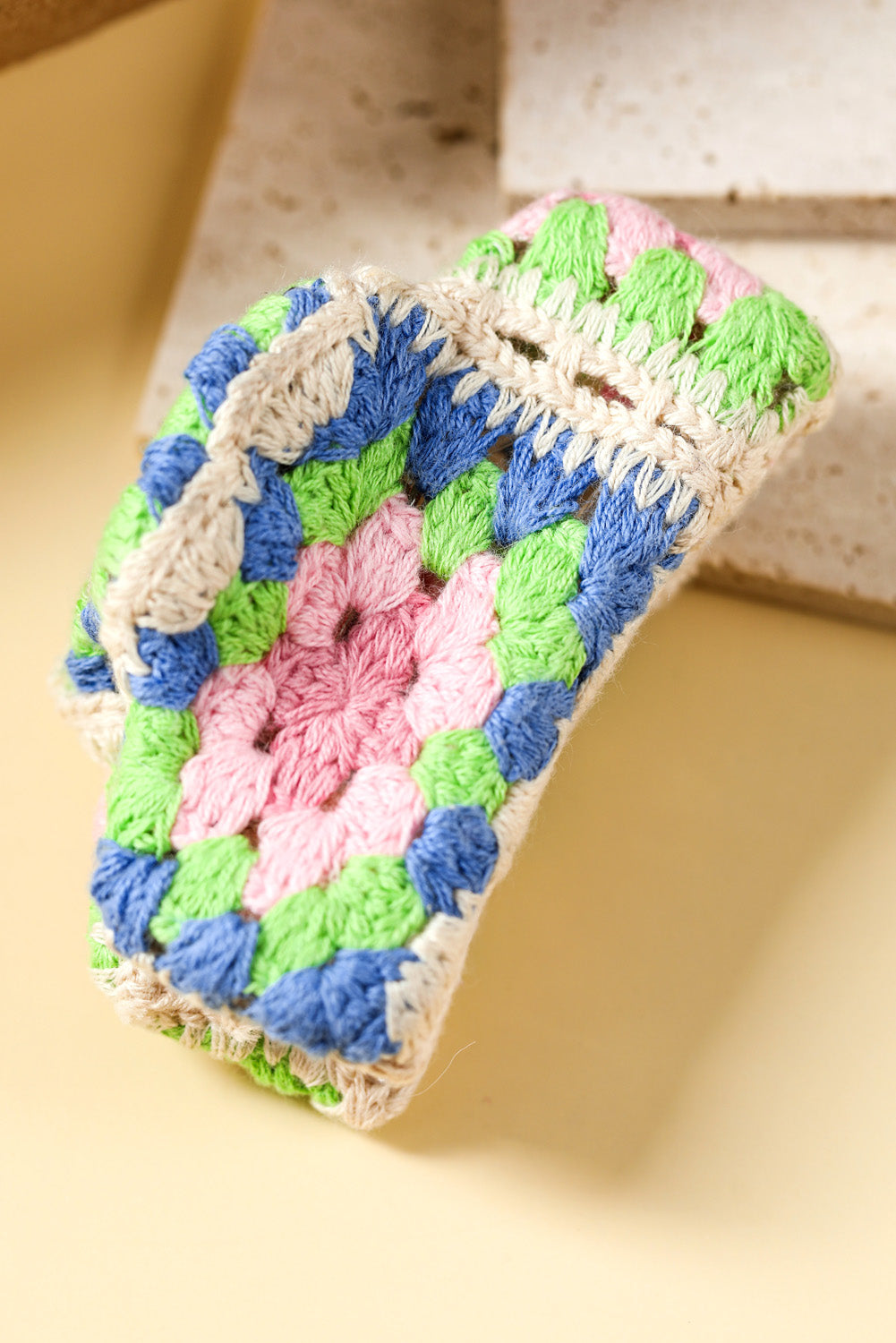 Dark Blue Flower Crochet Cover Hair Clawclip